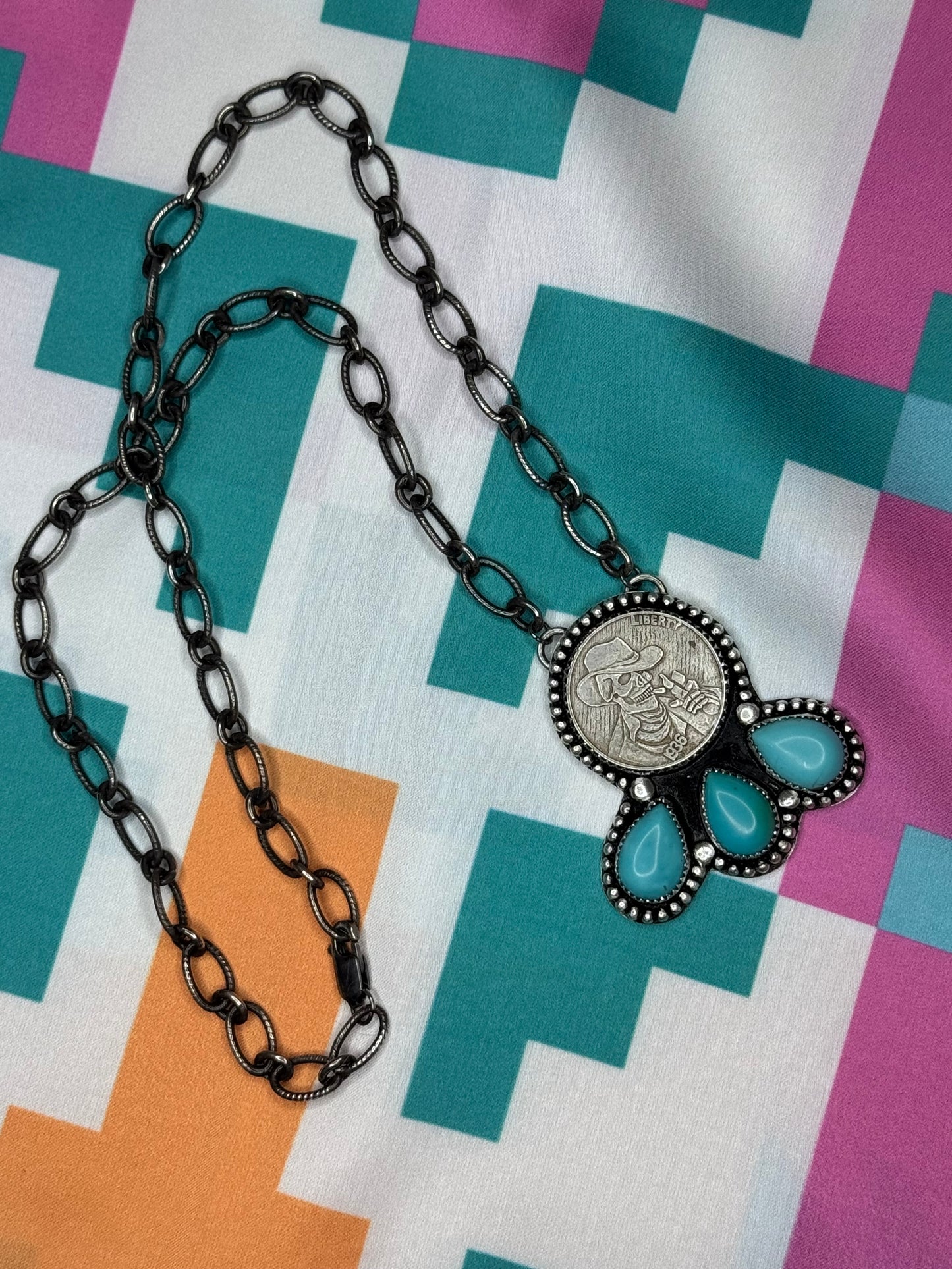 Turquoise Drifter Coin Necklace