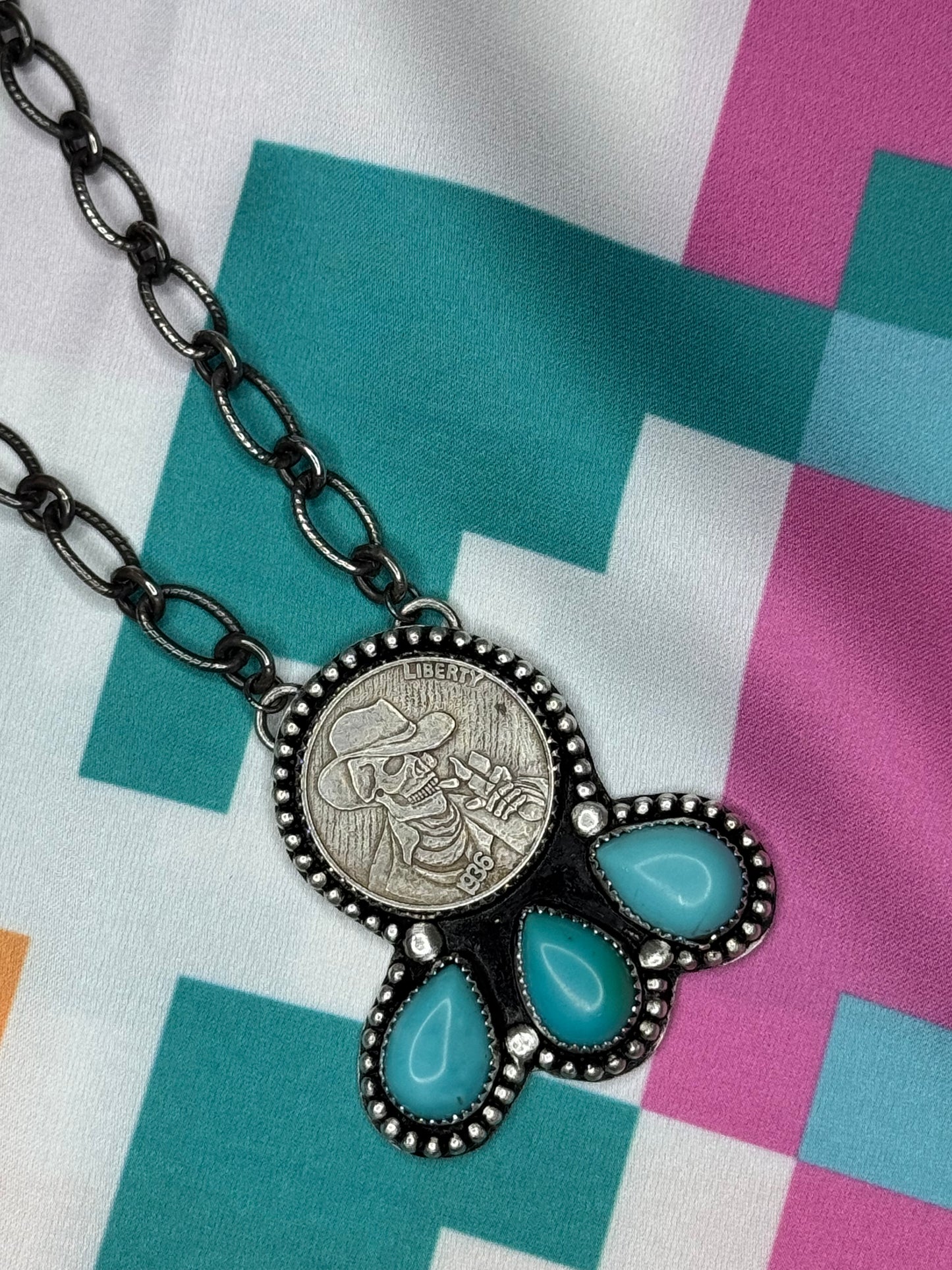 Turquoise Drifter Coin Necklace
